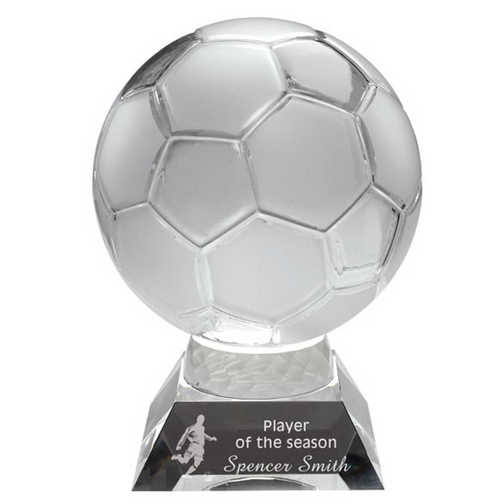 CLEAR/FROSTED GLASS FOOTBALL ON BASE - 10.5in