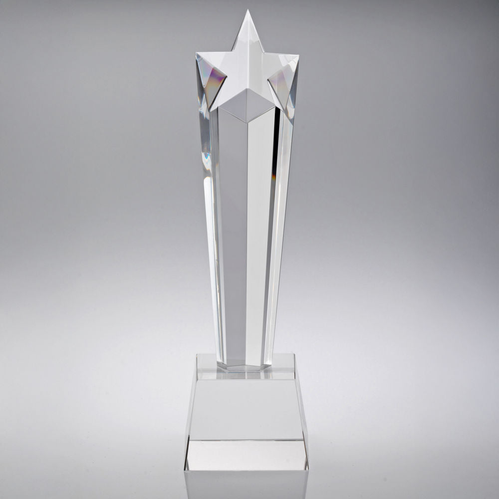 CLEAR GLASS STAR COLUMN ON BASE - 11.25in