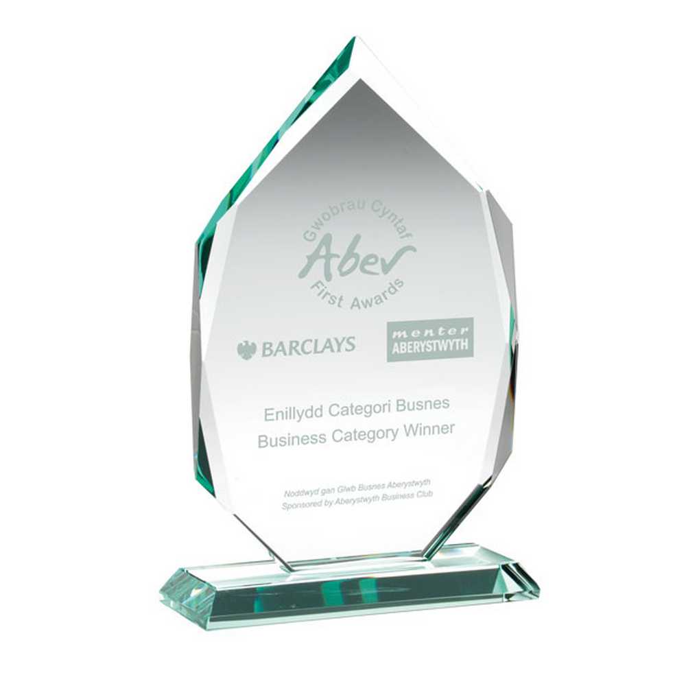 JADE GLASS DIAMOND ON BASE (15mm THICK) - 6.5in