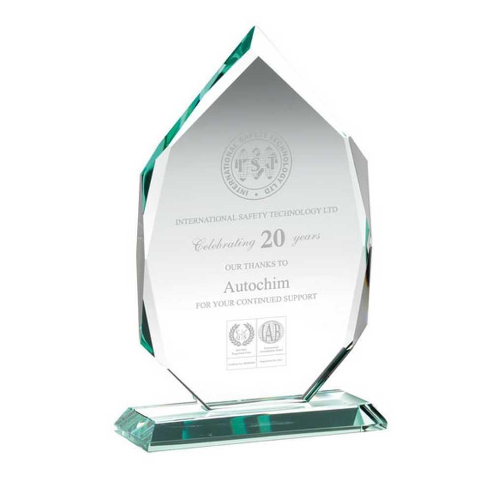 JADE GLASS DIAMOND IN QUALITY WOOD BOX (19mm THICK) - 12in