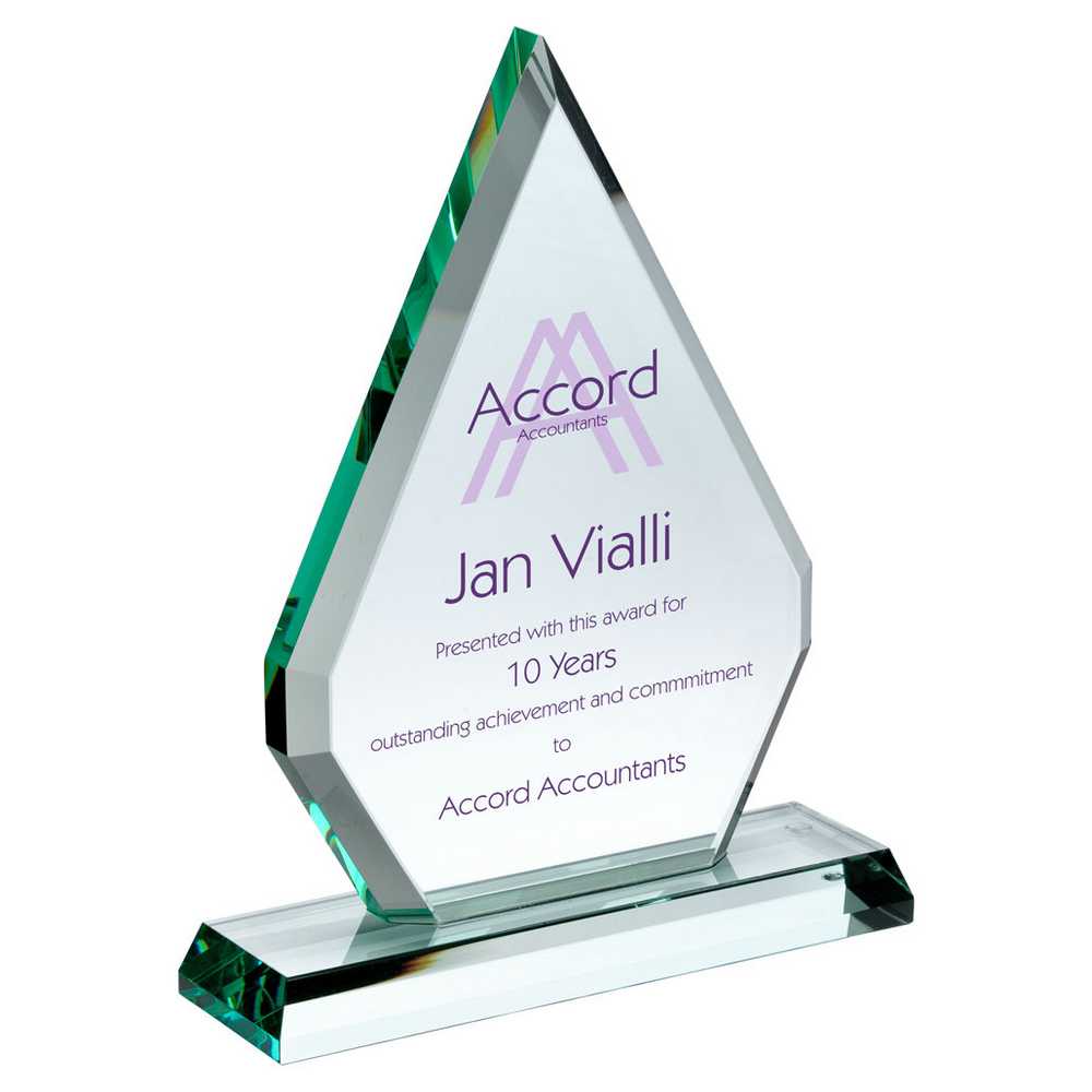 JADE GLASS CHUNKY DIAMOND PLAQUE (19mm THICK) - 8in