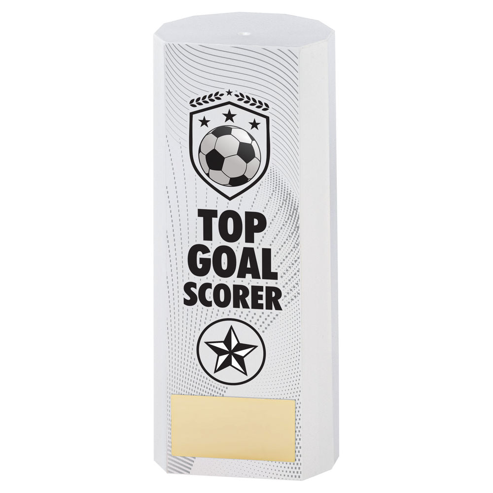 WHITE PLASTIC FILLED COLUMN FOOTBALL TOP GOAL SCORER (1in CEN) - 8.25in