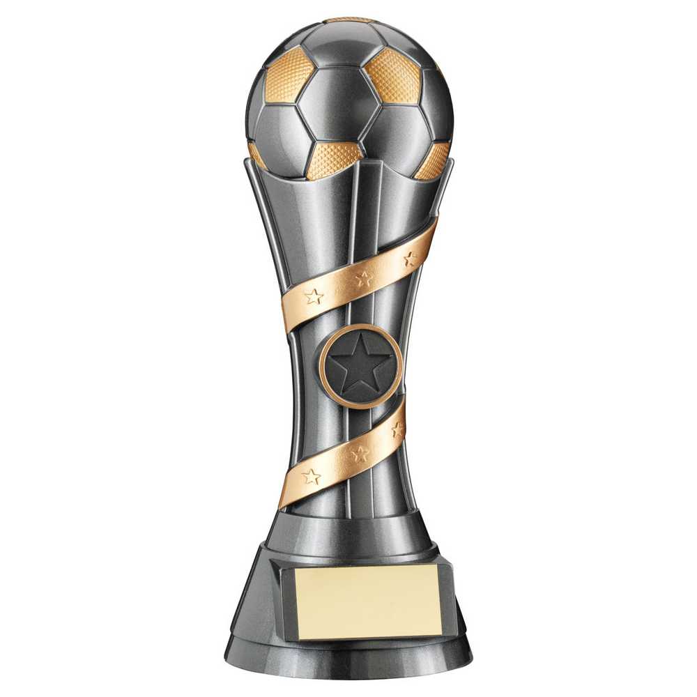 GUNMETAL GREY/GOLD FILLED PLASTIC FOOTBALL COLUMN WITH PLATE (1in CEN) - 7.5in