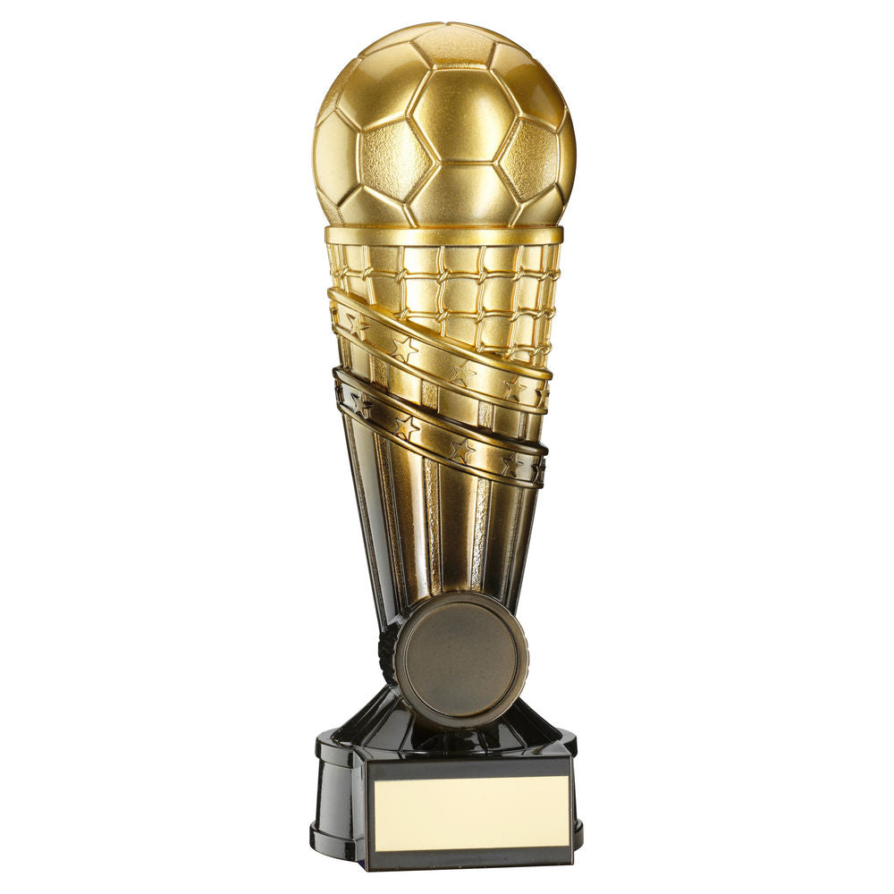 GOLD/BLACK FILLED PLASTIC FOOTBALL NET COLUMN WITH PLATE (1in CEN) - 6in