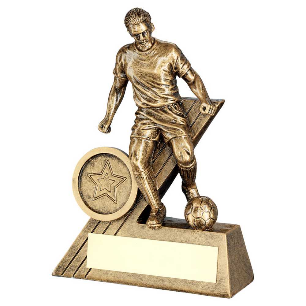BRZ/GOLD MALE FOOTBALL MINI FIGURE WITH PLATE (1in CENTRE) - 4in