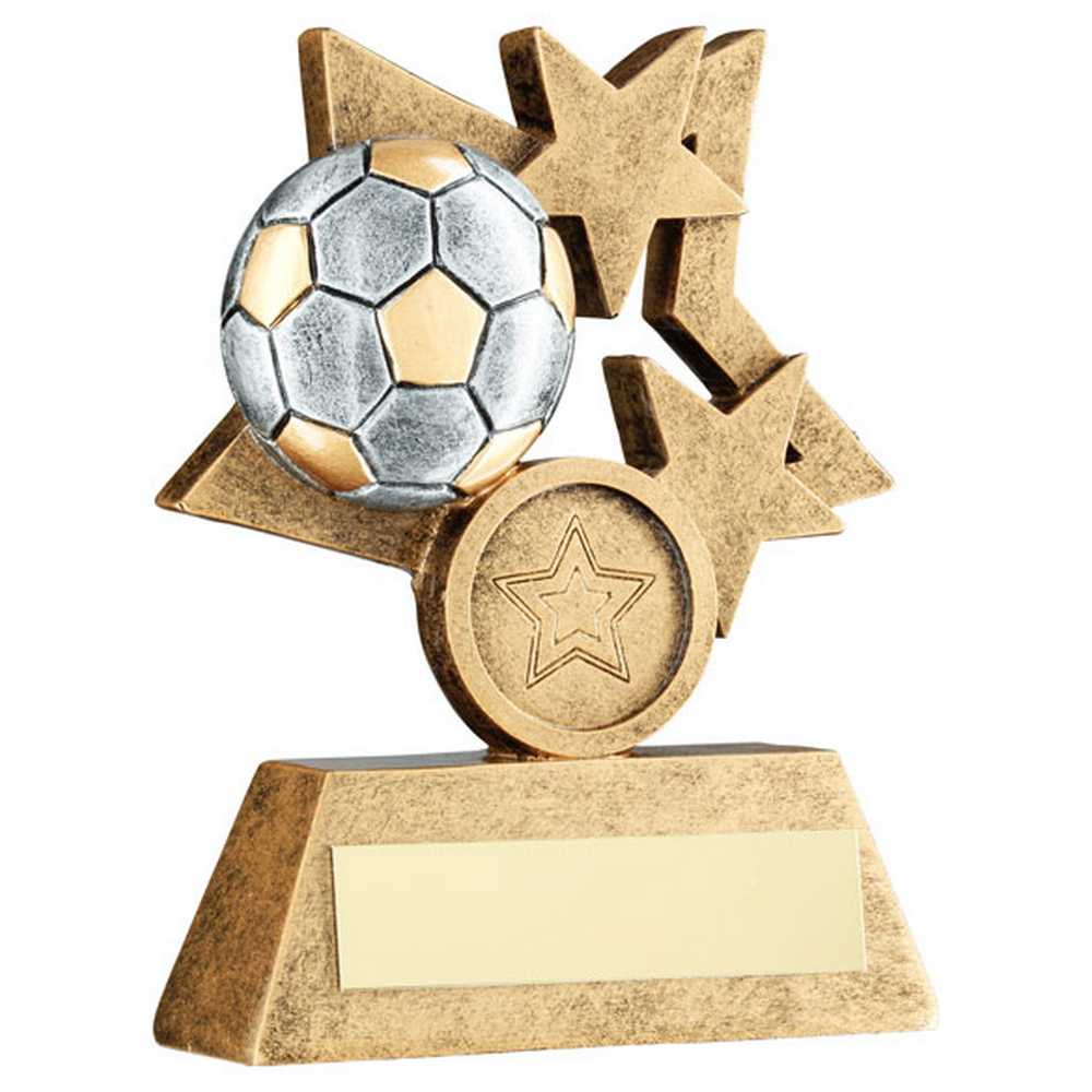 BRZ/PEW/GOLD MULTI STAR FOOTBALL WITH PLATE (1in CENTRE) - 4.5in