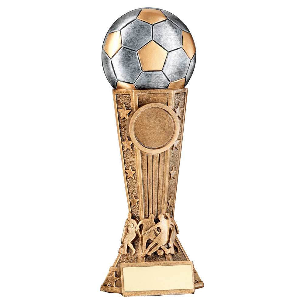 BRZ/PEW/GOLD FOOTBALL ON SILHOUETTE COLUMN WITH PLATE (1in CEN) - 9in