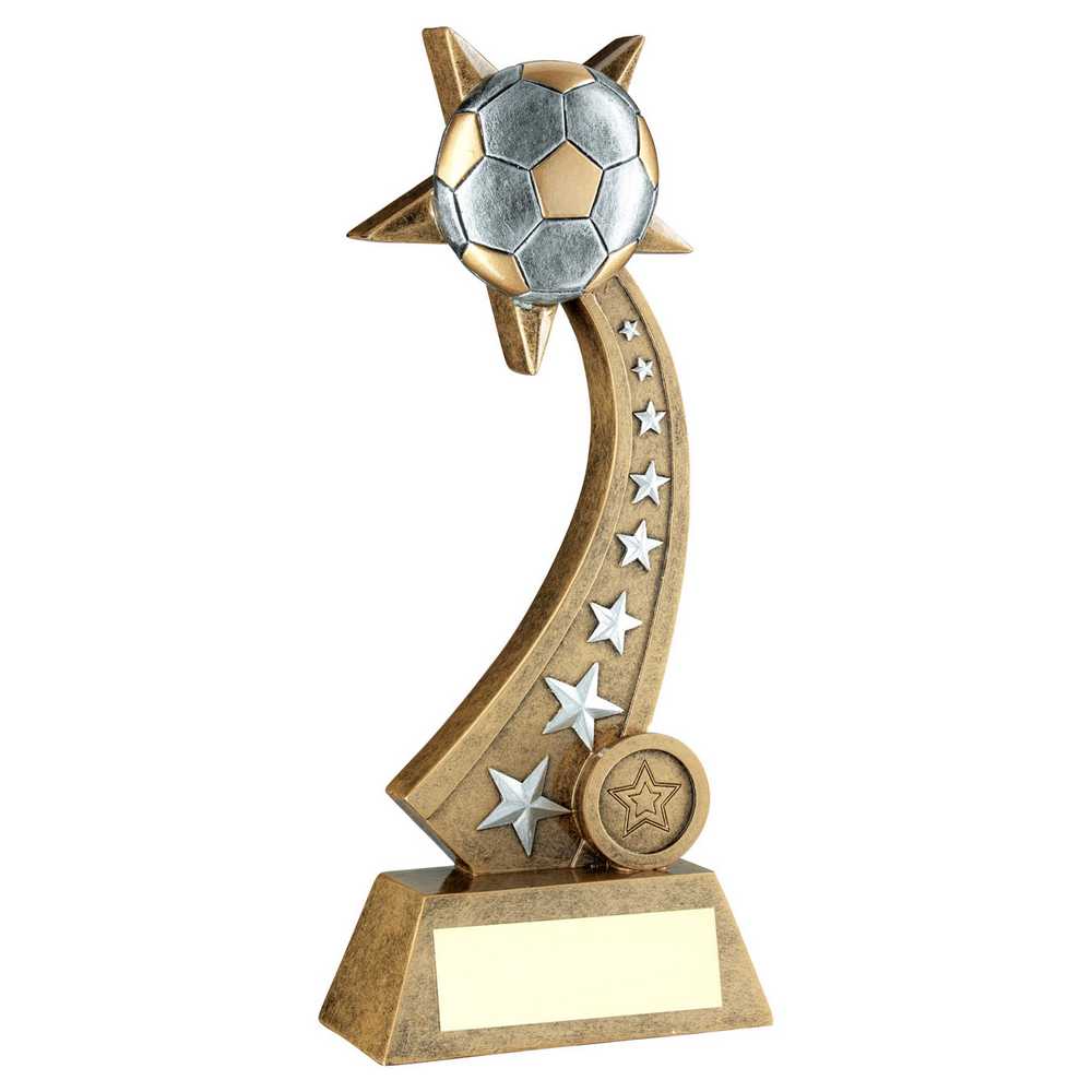 BRZ/PEW/GOLD FOOTBALL ON STAR TRAIL WITH PLATE (1in CENTRE) - 8in