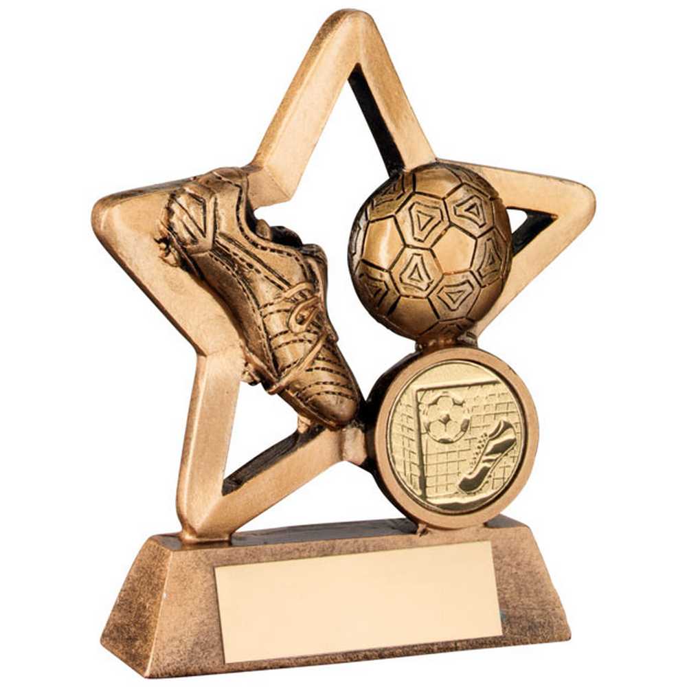 BRZ/GOLD RESIN FOOTBALL MINI STAR WITH PLATE (1in CENTRE) - 3.75in