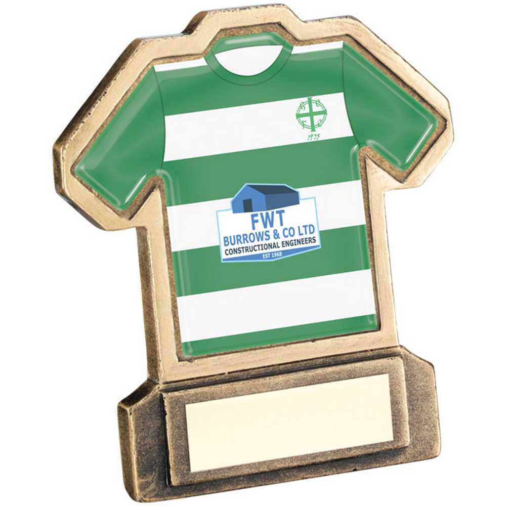 BRZ/GOLD RESIN FOOTBALL SHIRT WITH PLATE - (SHIRT C) 4.5in