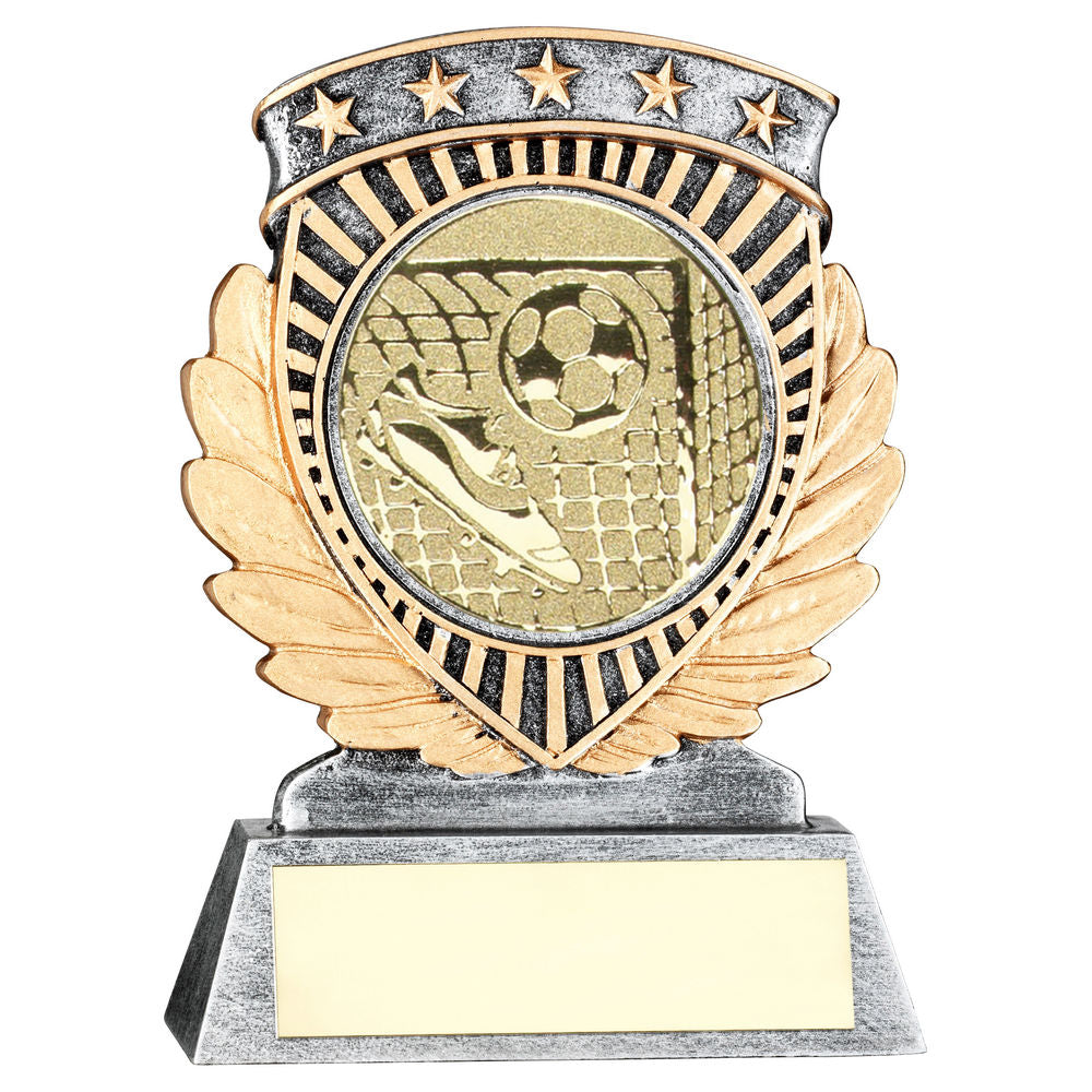 PEW/GOLD 5 STAR HOLDER WITH FOOTBALL INSERT & PLATE - 3.75in