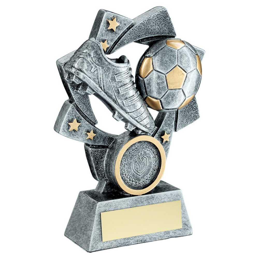 PEW/GOLD FOOTBALL STAR SPIRAL WITH PLATE (1in CENTRE) - 5.75in