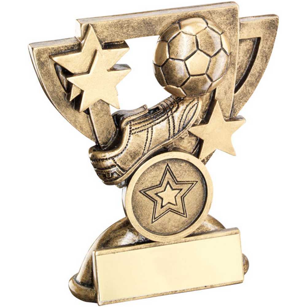BRZ/GOLD FOOTBALL MINI CUP WITH PLATE (1in CENTRE) - 3.75in