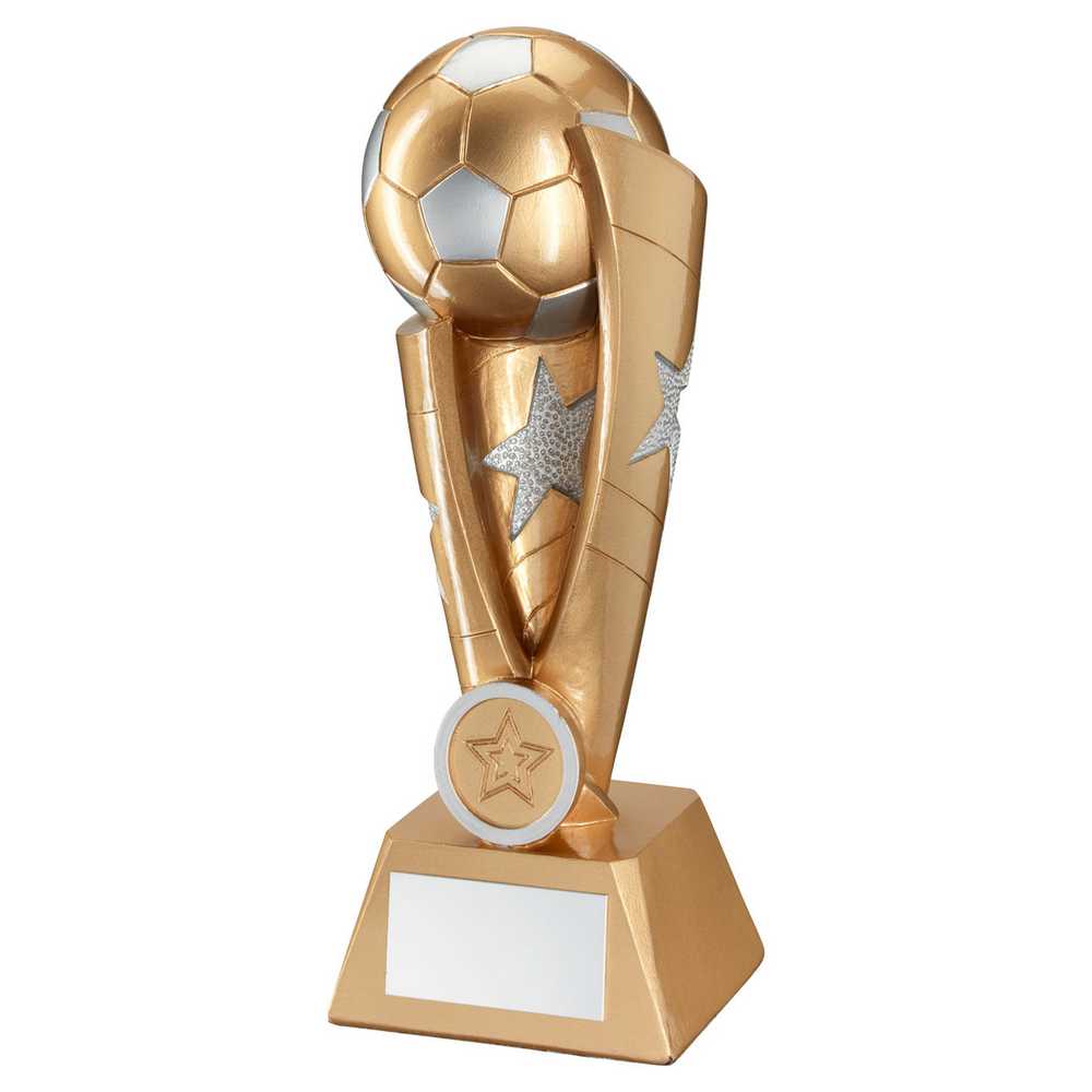 GOLD/SILVER FOOTBALL STAR COLUMN WITH PLATE (1in CENTRE) - 10in