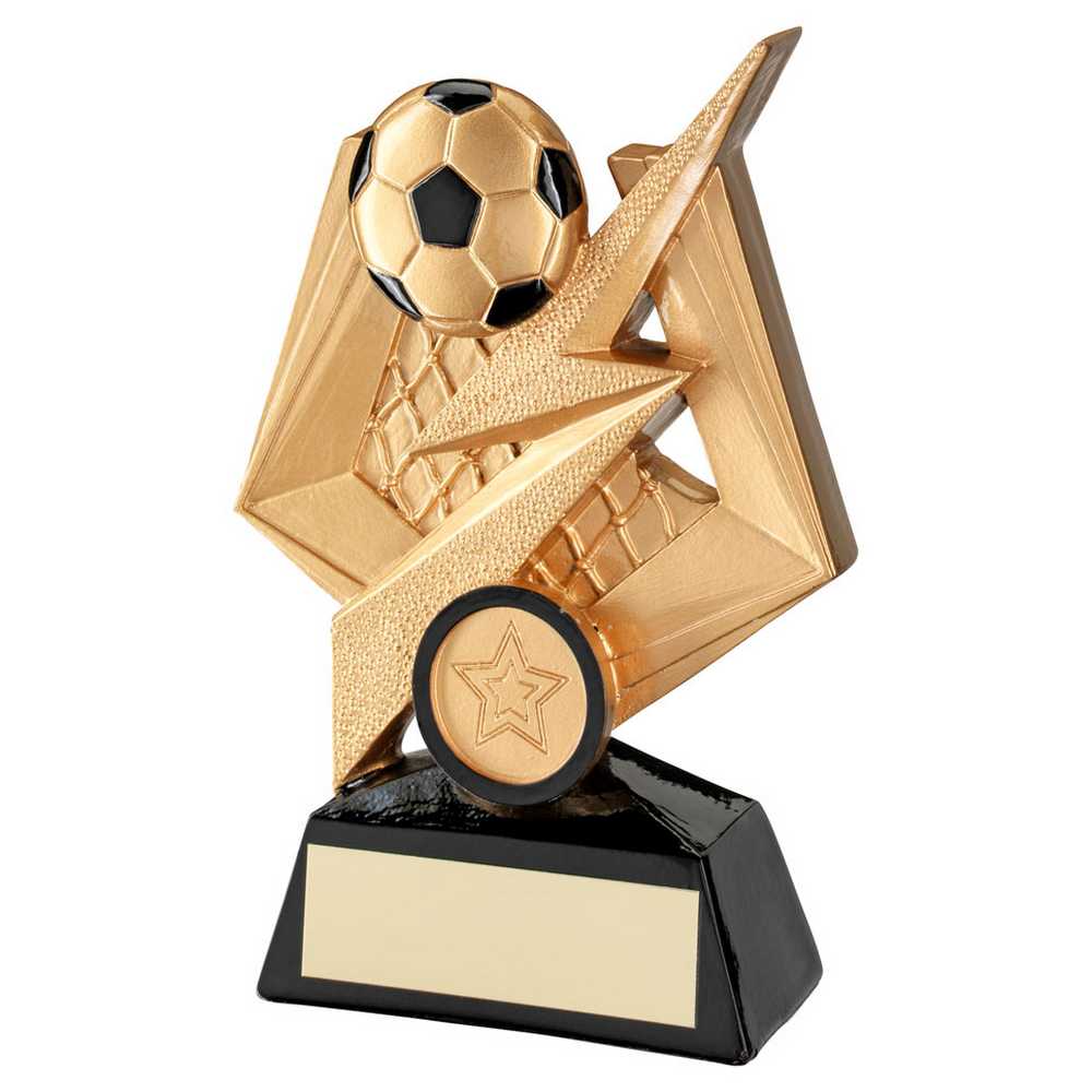 GOLD/BLACK FOOTBALL ON BOLT PENTAGON WITH PLATE (1in CENTRE) - 5in