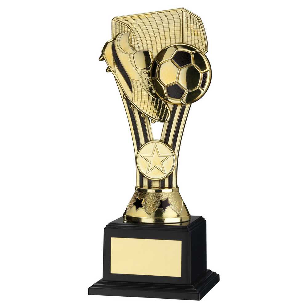 GOLD/BLACK PLASTIC 'WEMBLEY' FIGURE ON BASE (1in CEN) - 9.5in
