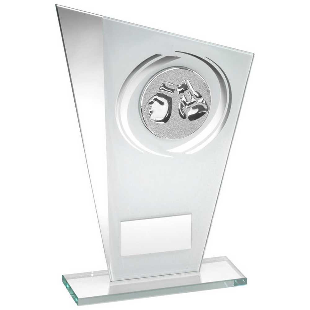 WHITE/SILVER PRINTED GLASS PLAQUE WITH BOXING INSERT WITH PLATE - 7.25in