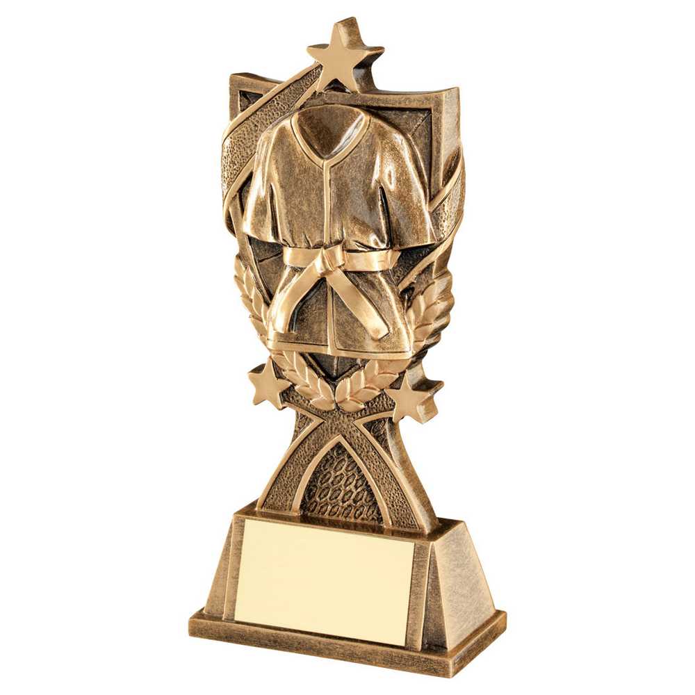 BRZ/GOLD MARTIAL ARTS '3 STAR WREATH' SERIES WITH PLATE - 6.5in
