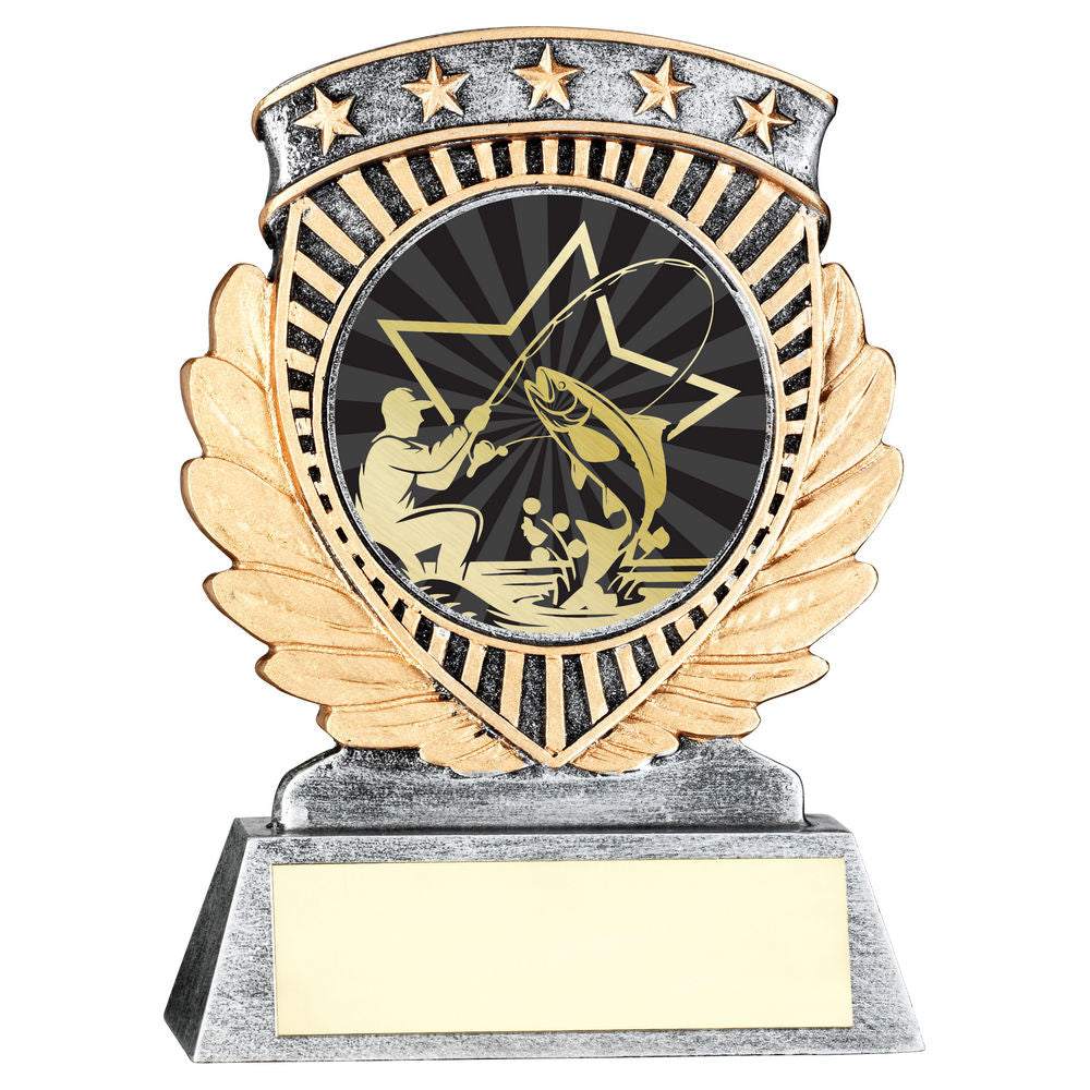 PEW/GOLD 5 STAR HOLDER WITH VINYL ANGLING INSERT & PLATE - 4.5in