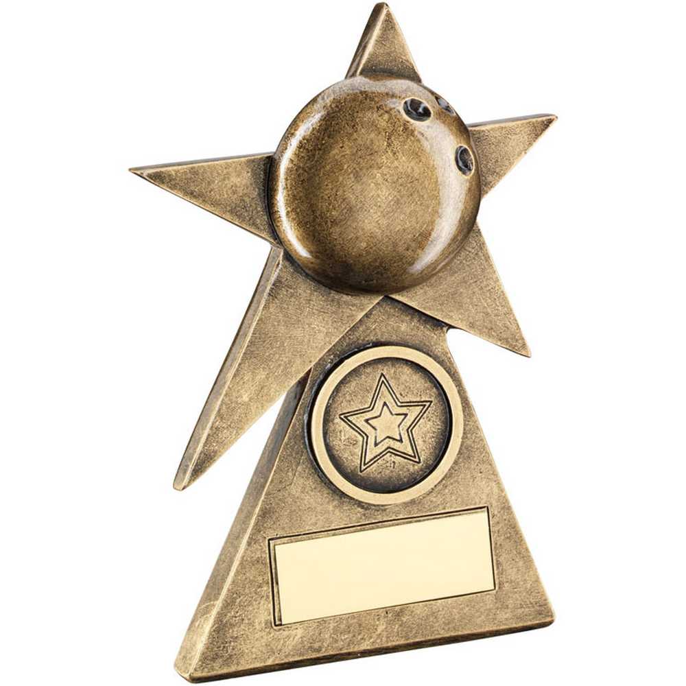 BRZ/GOLD TEN PIN STAR ON PYRAMID BASE WITH PLATE (1in CENTRE) - 5in