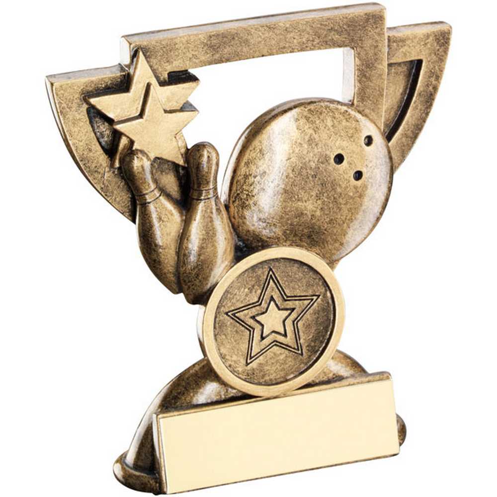 BRZ/GOLD TEN PIN MINI CUP WITH PLATE (1in CENTRE) - 4.25in
