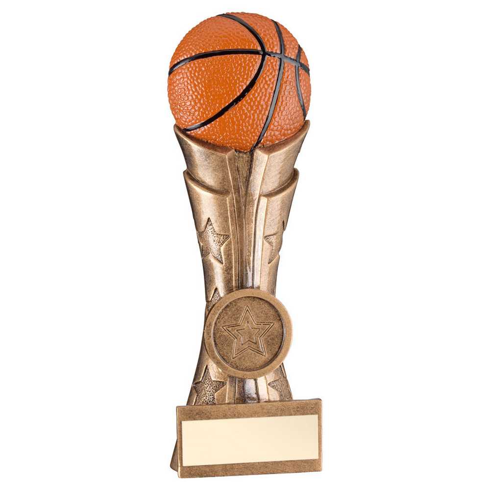 BRZ/PEW/ORANGE BASKETBALL ON FLUTED FLATBACK WITH PLATE (1in CENTRE) - 5in