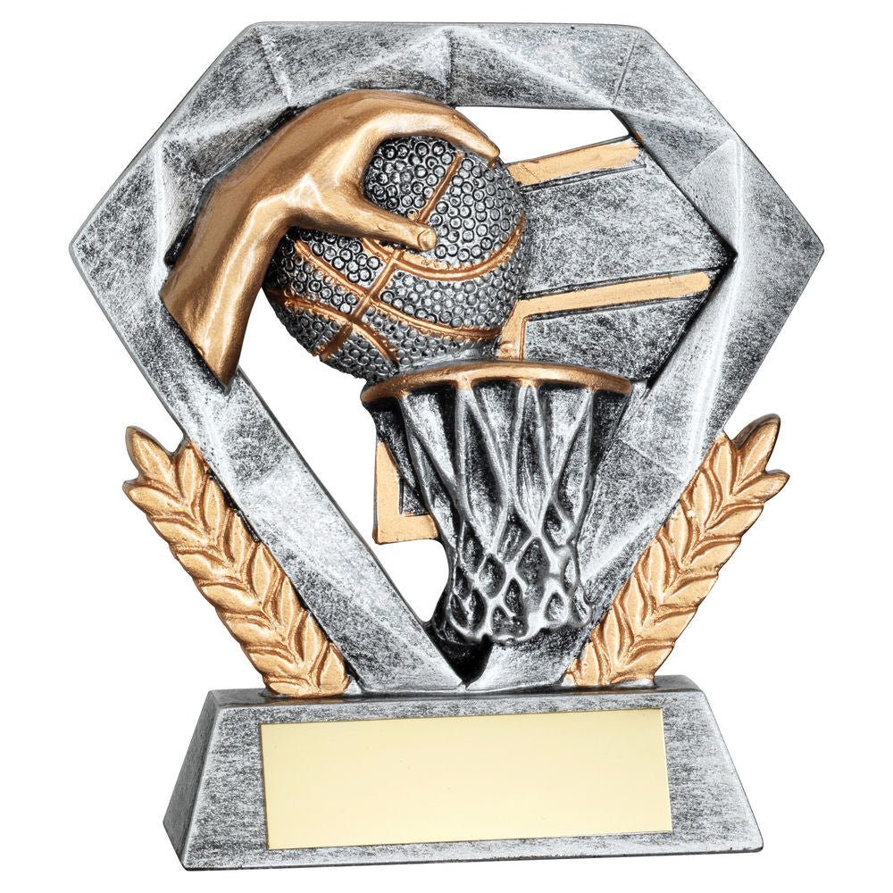 PEW/GOLD BASKETBALL MINI DIAMOND WITH PLATE - 4in