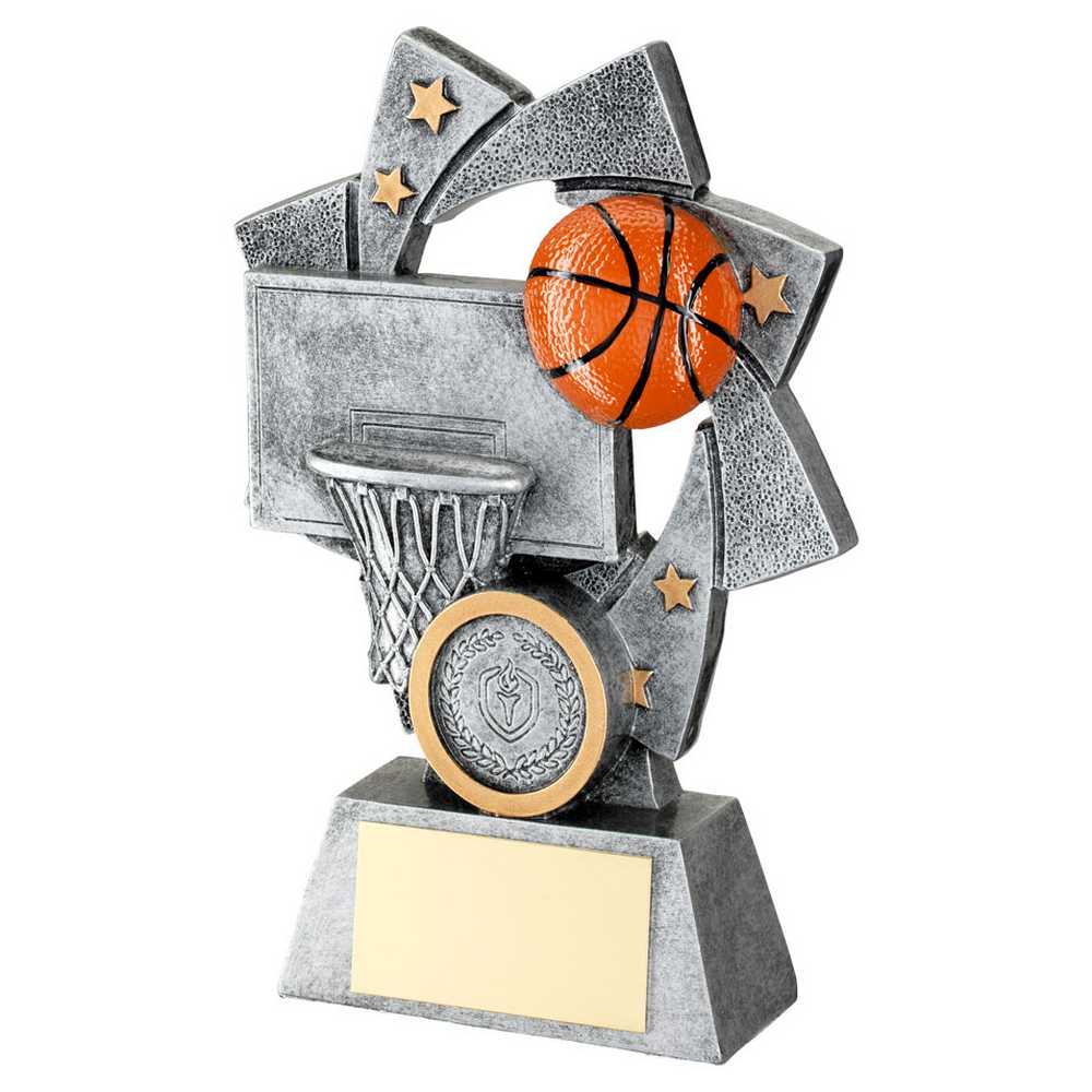 PEW/GOLD/ORANGE BASKETBALL STAR SPIRAL WITH PLATE (1in CENTRE) - 5.75in