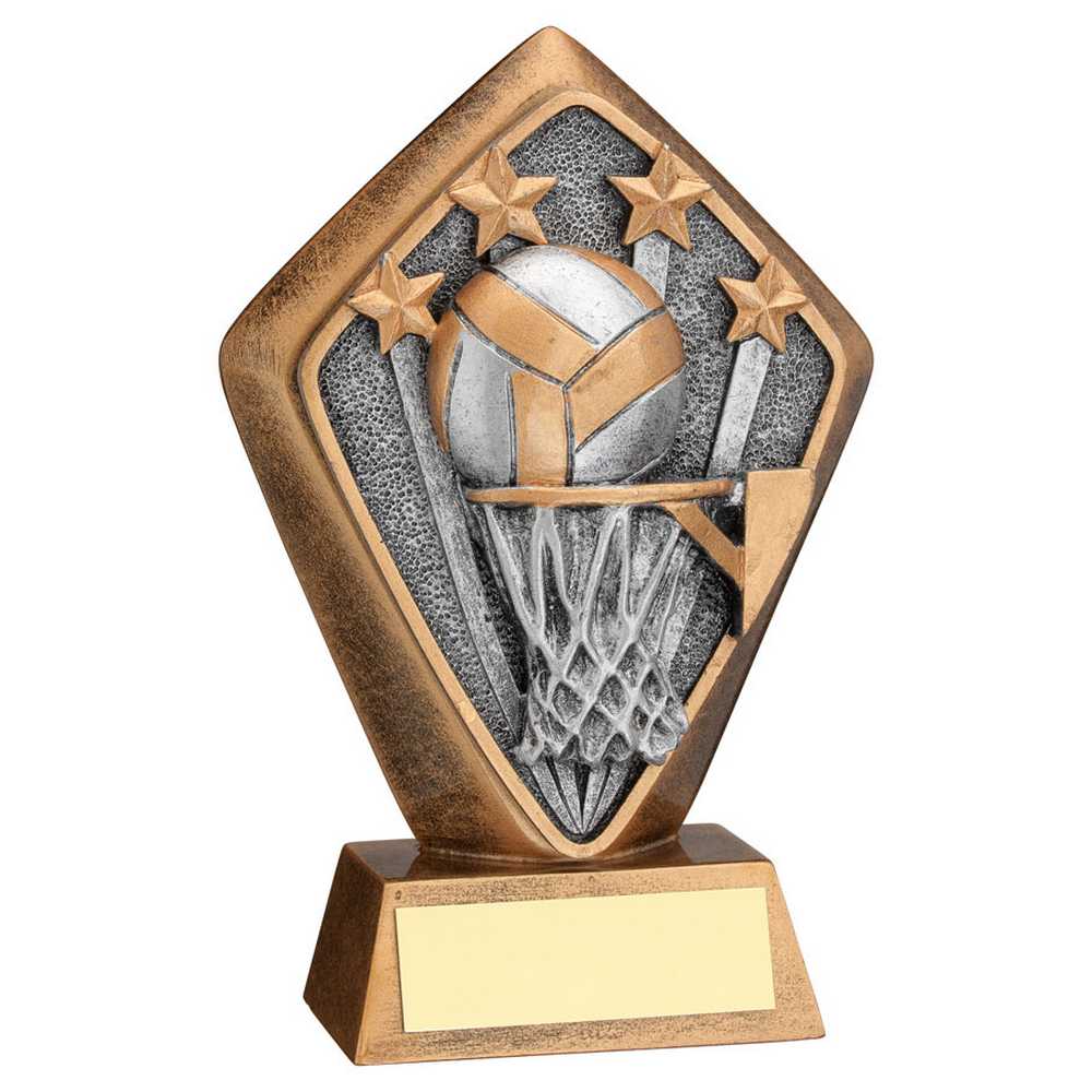 BRZ/GOLD DIAMOND HOLDER WITH 'NETBALL' DISC WITH PLATE - 5.25in