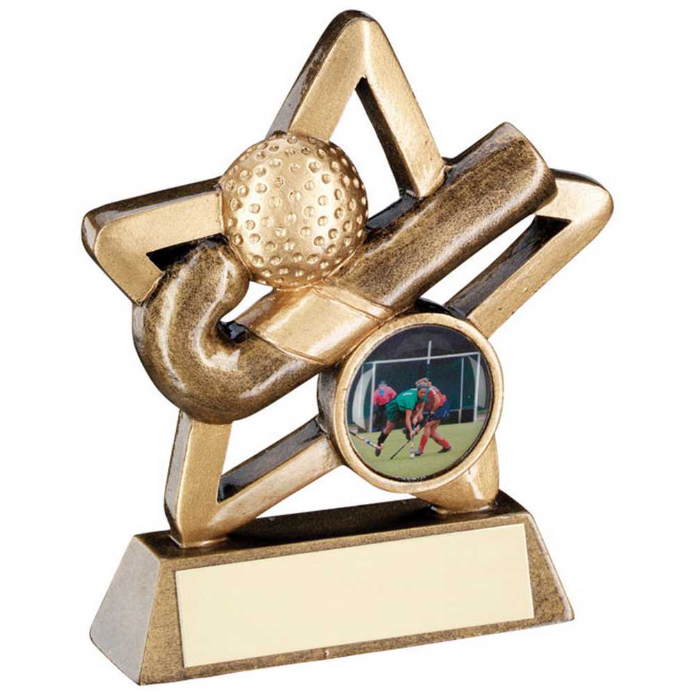 BRZ/GOLD HOCKEY MINI STAR WITH PLATE (1in CENTRE) - 3.75in