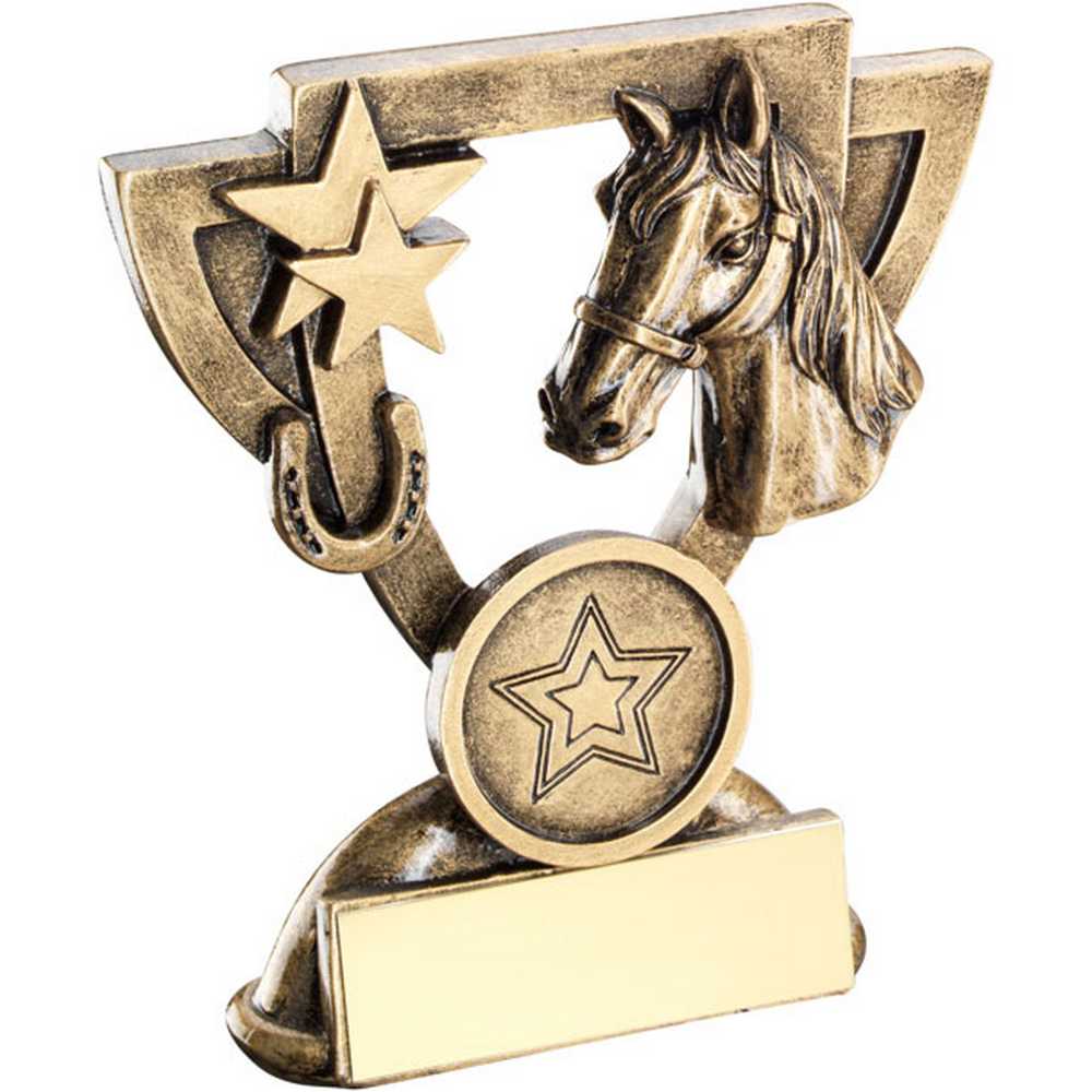 BRZ/GOLD HORSE MINI CUP WITH PLATE (1in CENTRE) - 3.75in