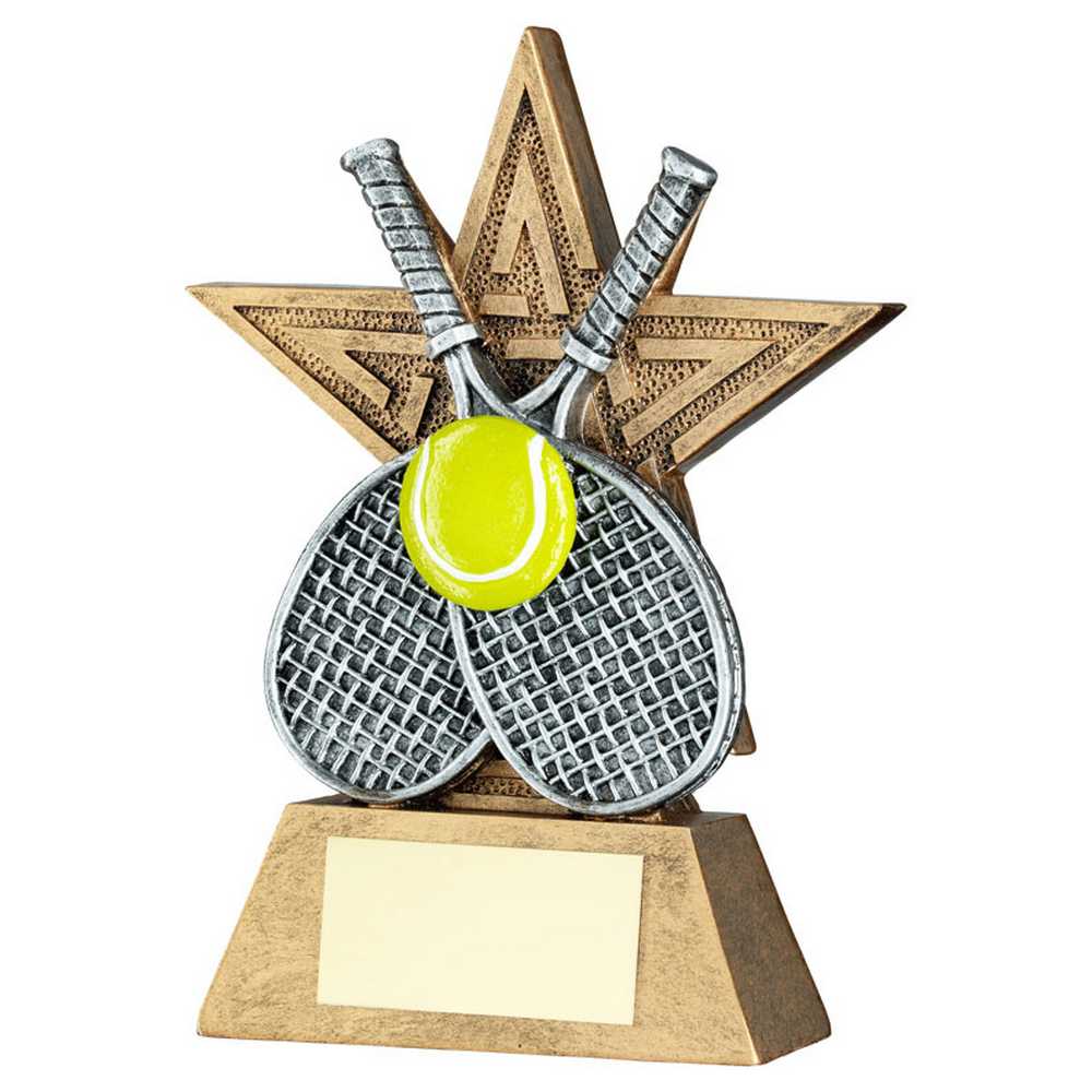 BRZ/PEW/YELLOW TENNIS STAR LINE SERIES WITH PLATE - 4in