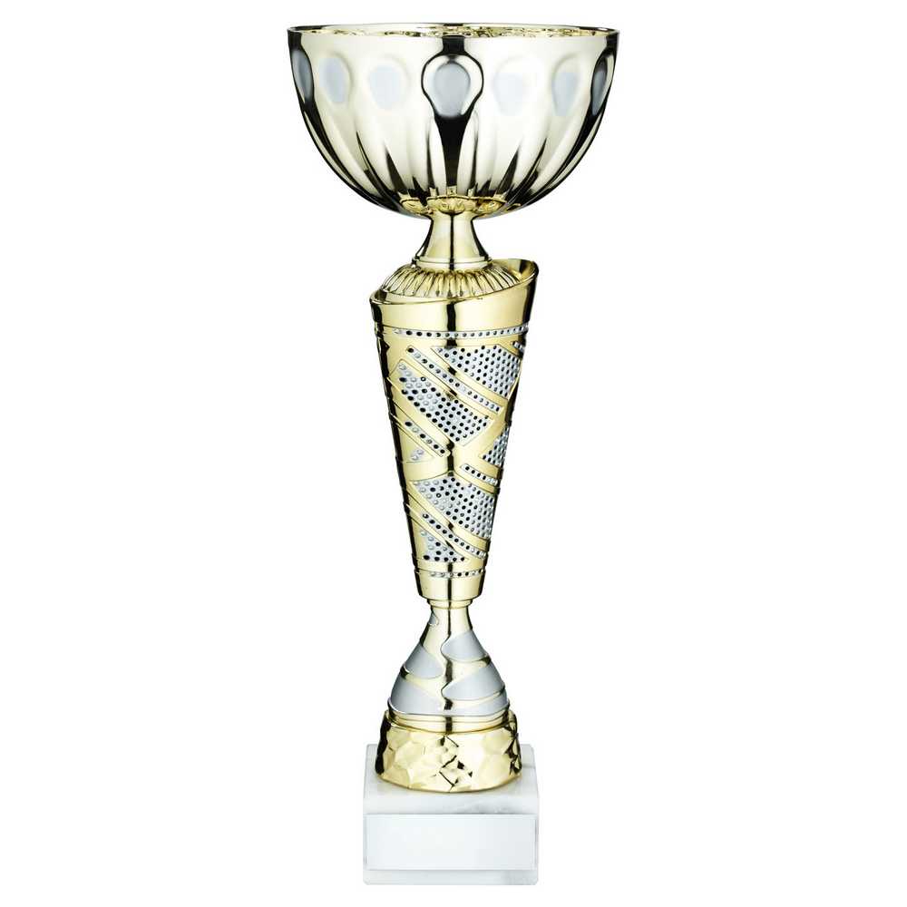 GOLD/MATT SILV TROPHY CUP WITH PLATE - 11in