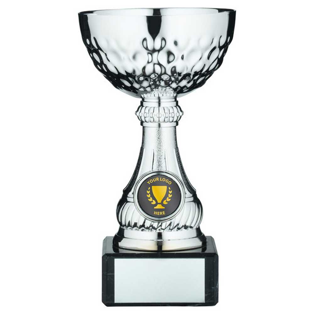 SILV MINI ASSEMBLED TROPHY CUP WITH PLATE (1in CENTRE) - 5in