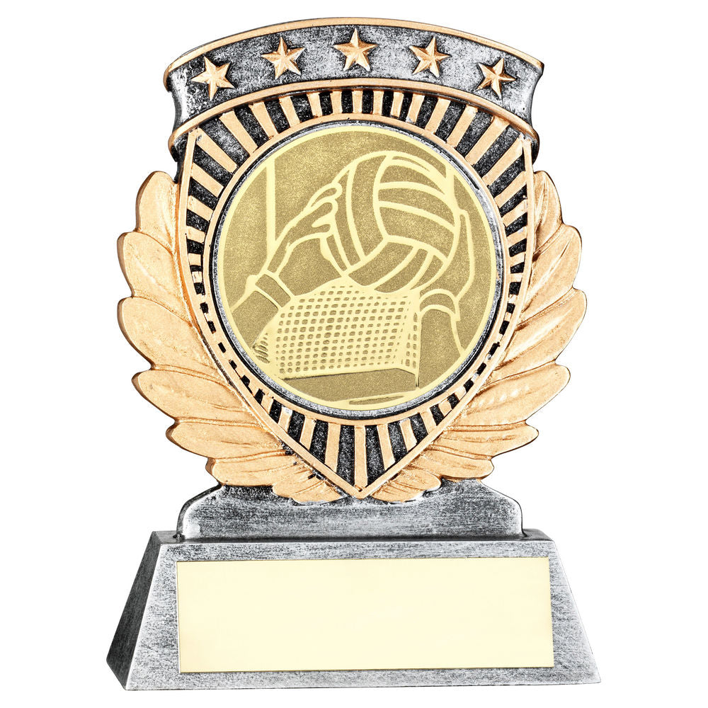 PEW/GOLD 5 STAR HOLDER WITH GAELIC FOOTBALL INSERT & PLATE - 4.5in