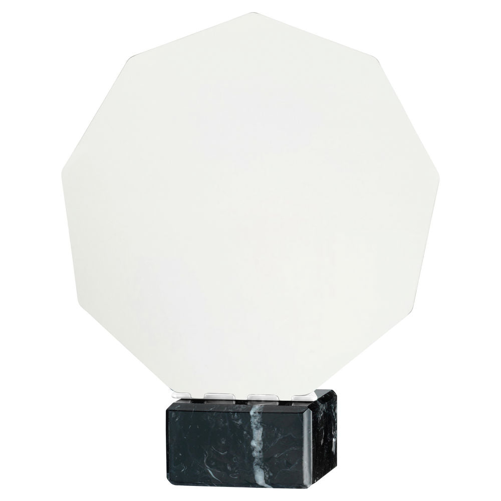 WHITE SUBLIMATION PLAQUE ON BLACK MARBLE BASE - 7in