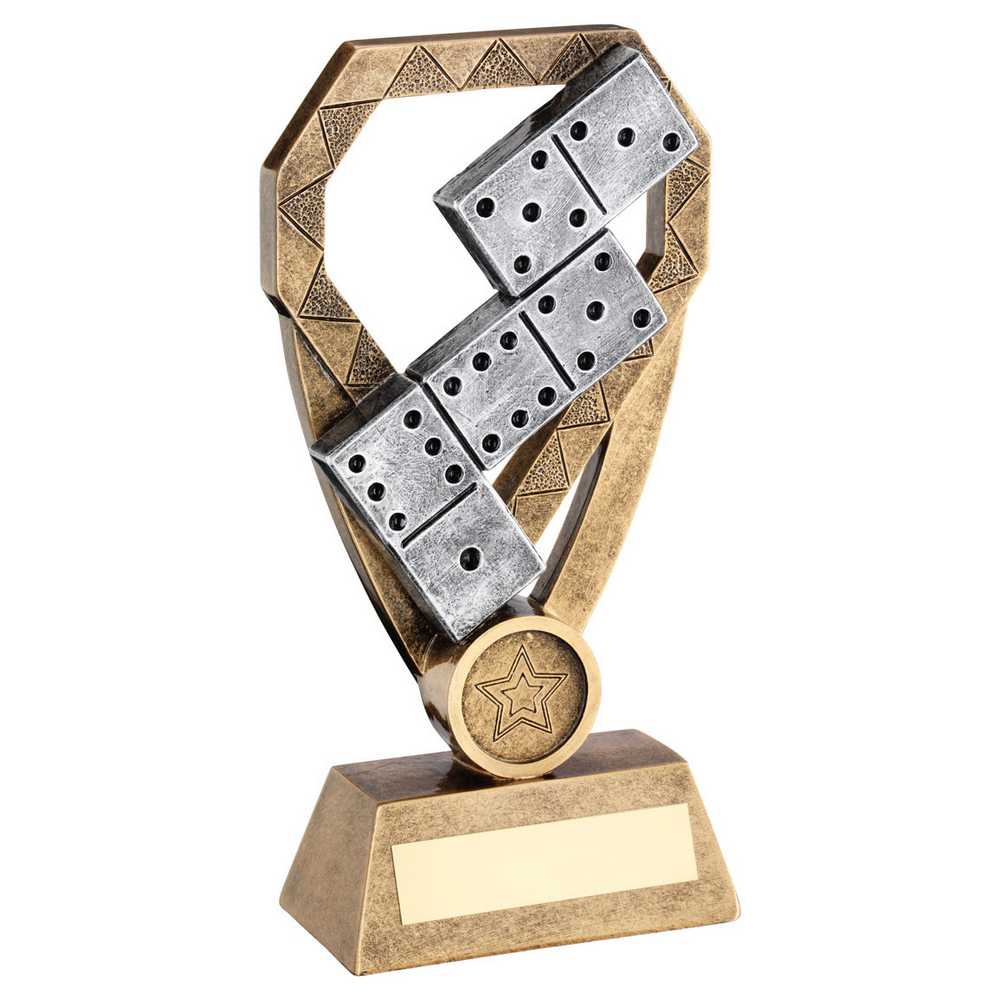 BRZ/PEW/GOLD DOMINOES ON DIAMOND WITH PLATE (1in CENTRE) - 8in