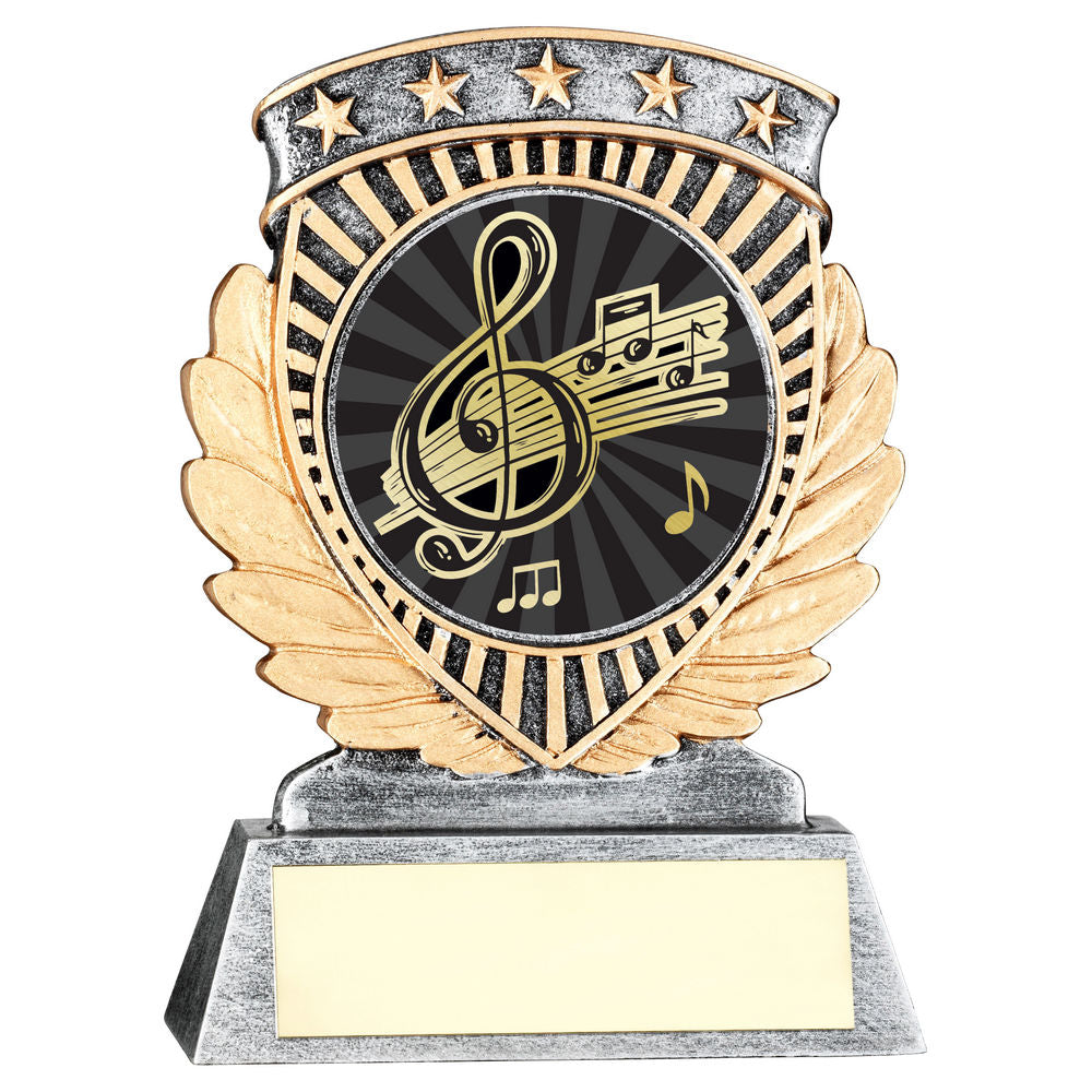 PEW/GOLD 5 STAR HOLDER WITH VINYL MUSIC INSERT & PLATE - 4.5in