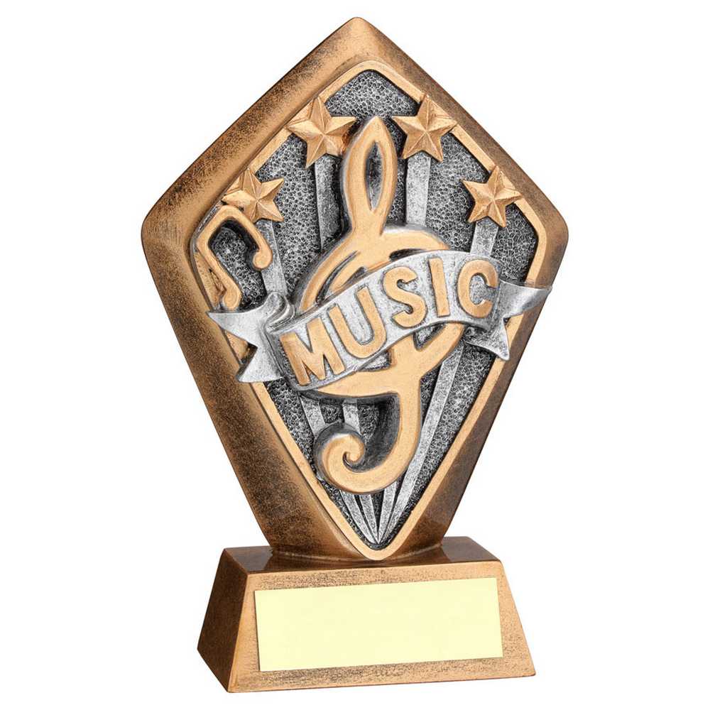 BRZ/GOLD DIAMOND HOLDER WITH 'MUSIC' DISC WITH PLATE - 5.25in