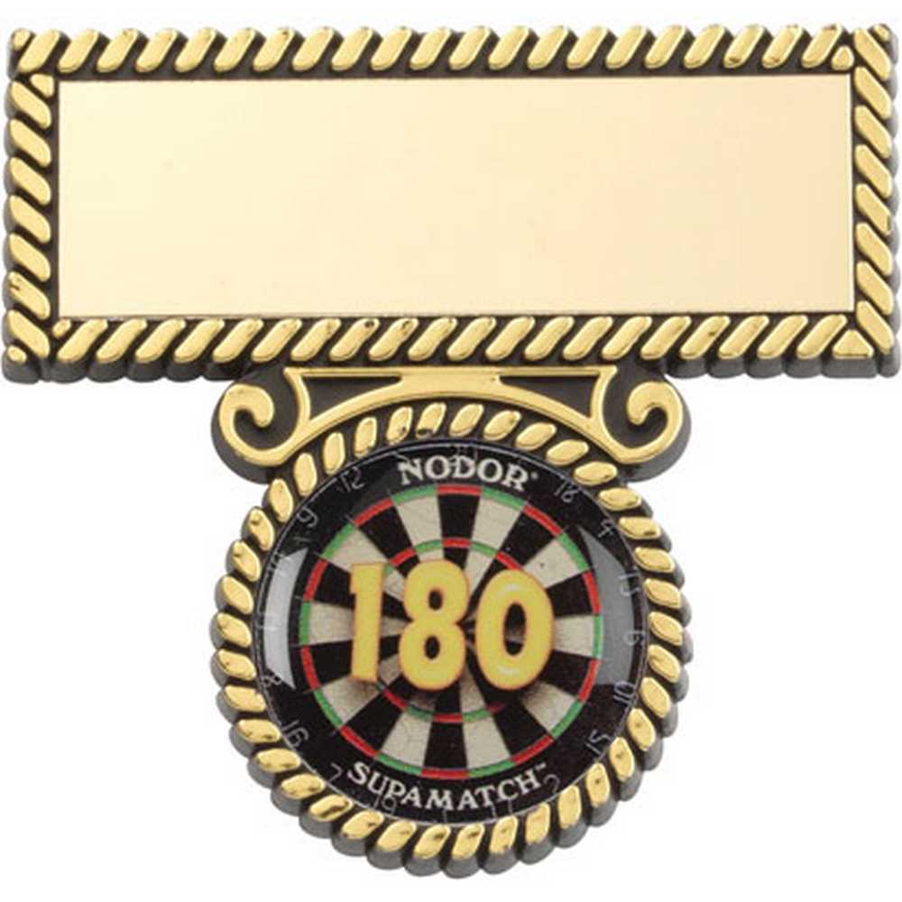 DARTS '180' PLASTIC BAR AND BADGE WITH PLATE - 2in