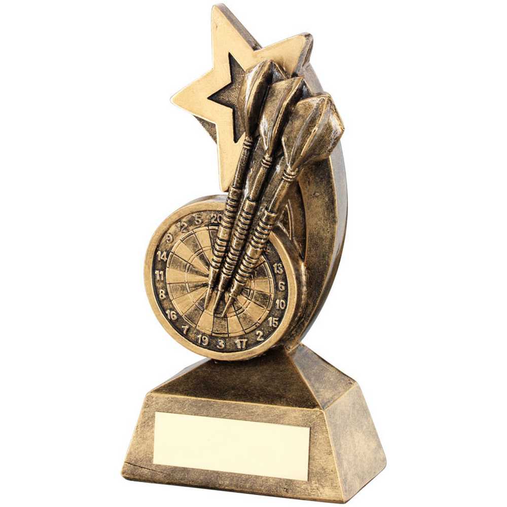 BRZ/GOLD DARTBOARD/DARTS WITH SHOOTING STAR WITH PLATE - 5.75in