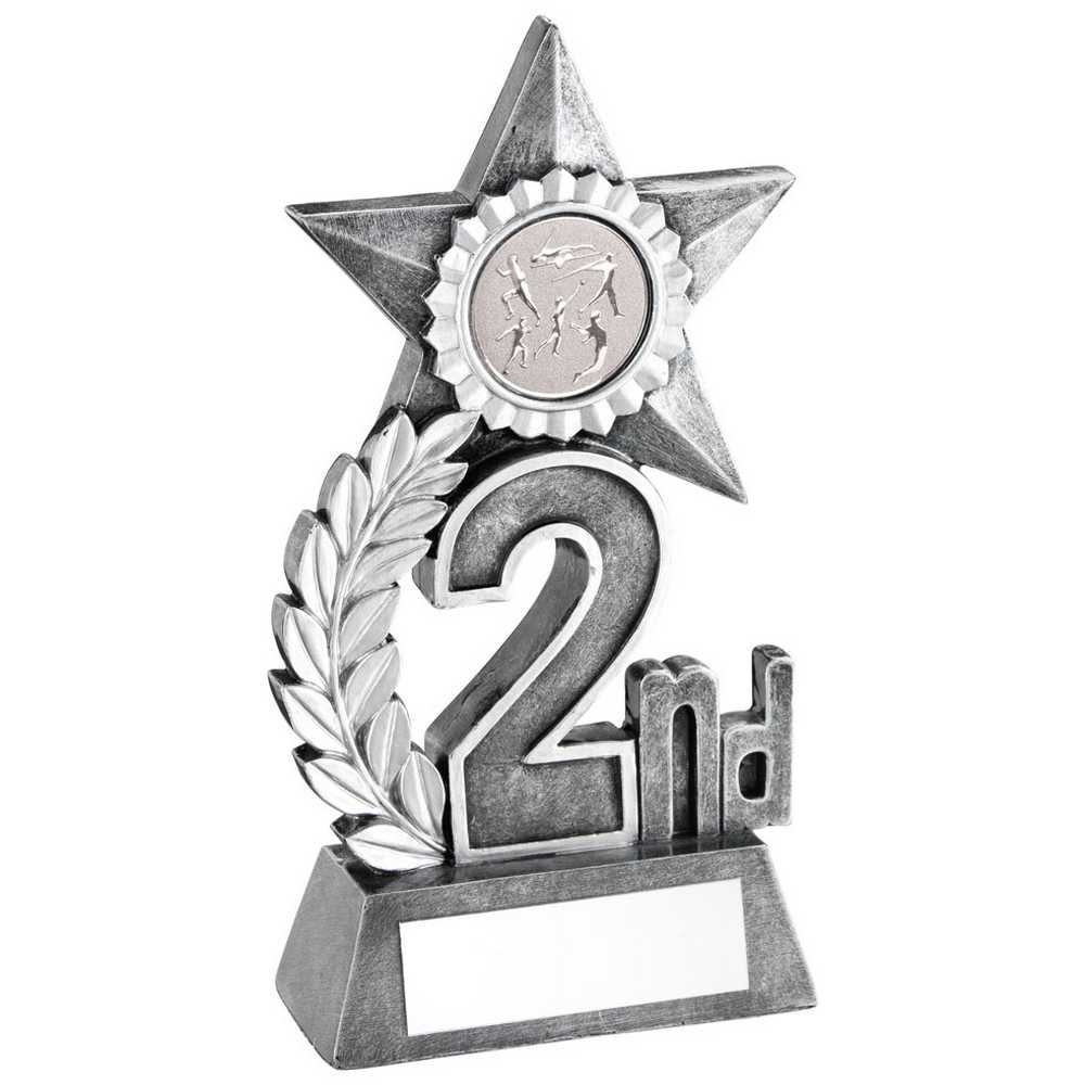 LEAF AND STAR AWARD WITH ATHLETICS INSERT AND PLATE - SILVER 2ND 5.5in