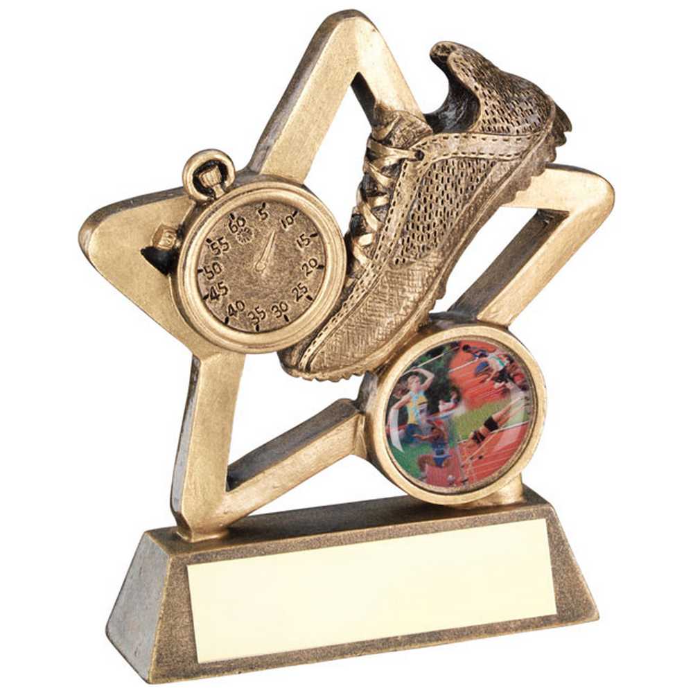 BRZ/GOLD ATHLETICS MINI STAR WITH PLATE (1in CENTRE) - 3.75in