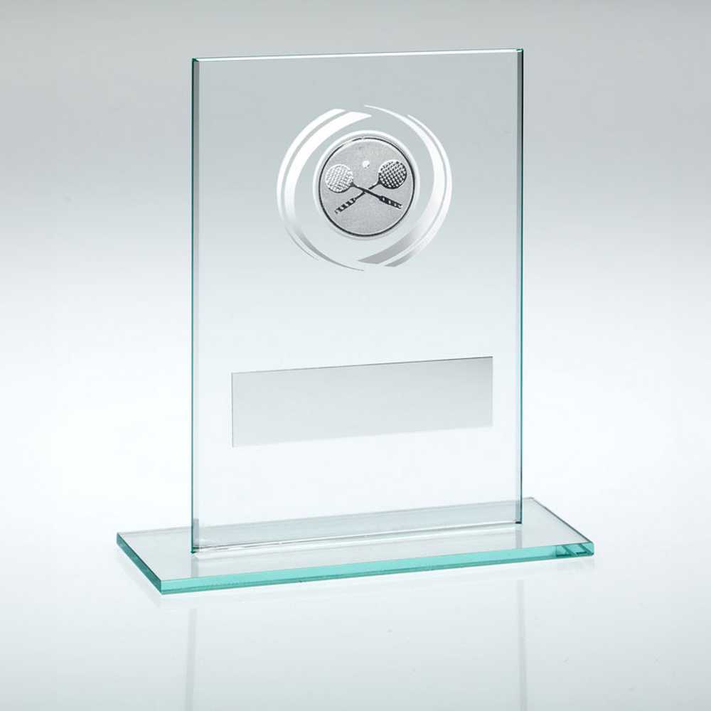JADE/SILVER GLASS WITH SQUASH INSERT AND PLATE - 5.5in