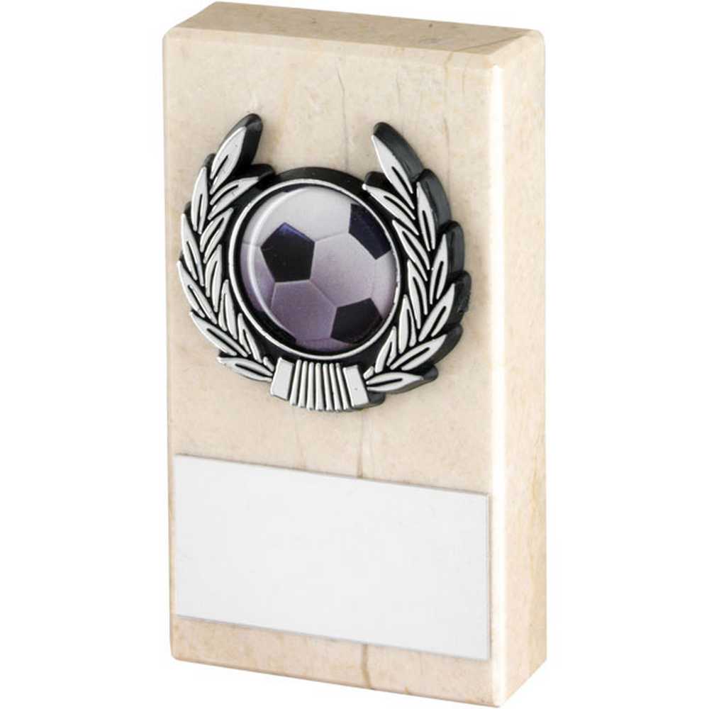 CREAM MARBLE AND SILVER TRIM ASSEMBLED TROPHY (1in CENTRE) - 4in