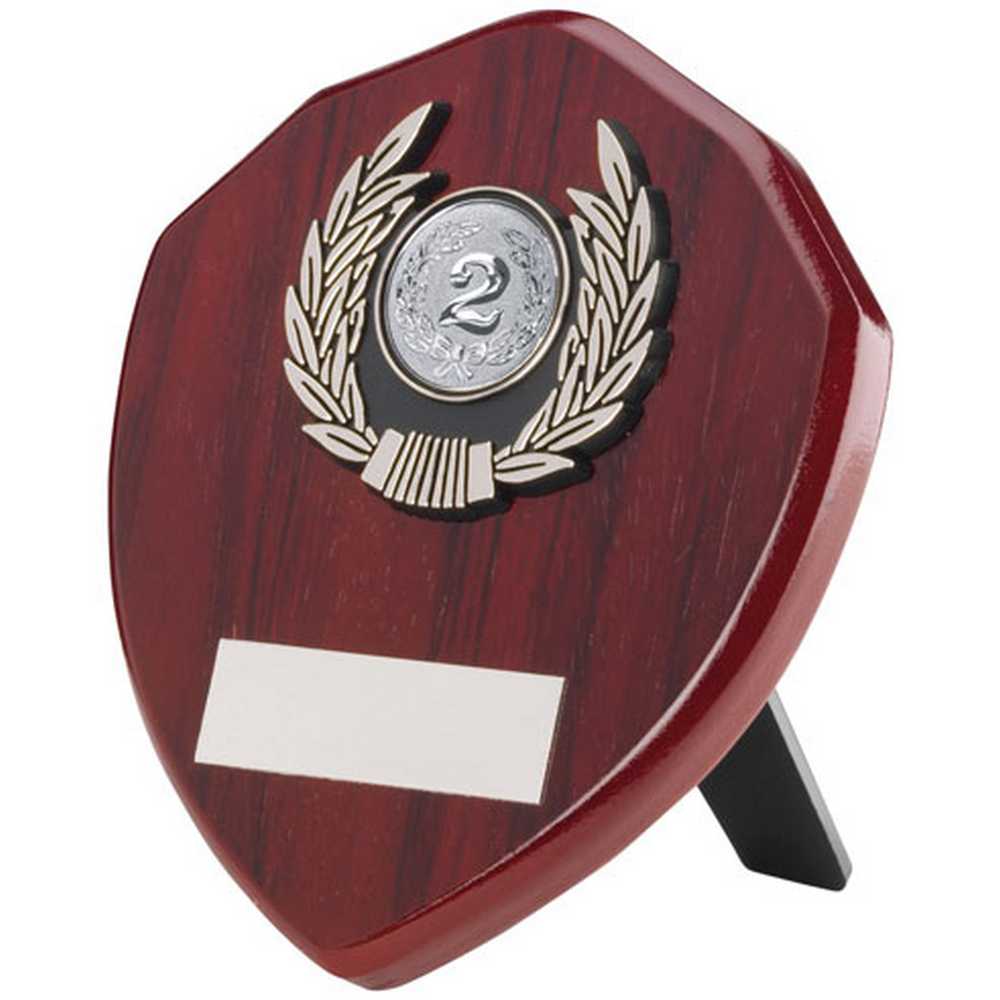 ROSEWOOD SHIELD AND SILVER TRIM ASSEMBLED TROPHY (1in CENTRE) - 5in
