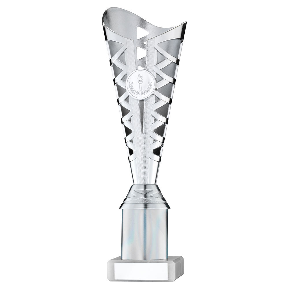 SILVER PLASTIC TITAN CUP ASSEMBLED ON MARBLE (1in CEN) - 9.75in