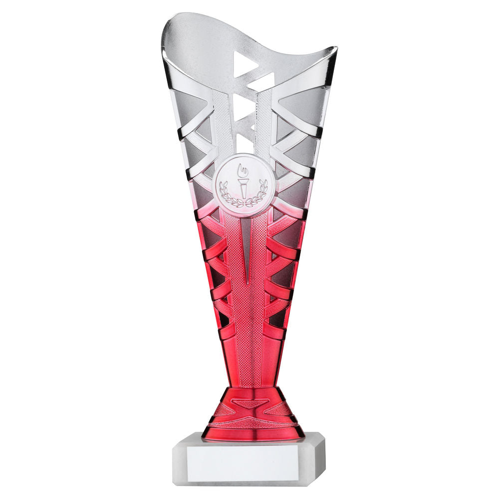 SILVER/PINK PLASTIC TITAN CUP ASSEMBLED ON MARBLE (1in CEN) - 8.75in
