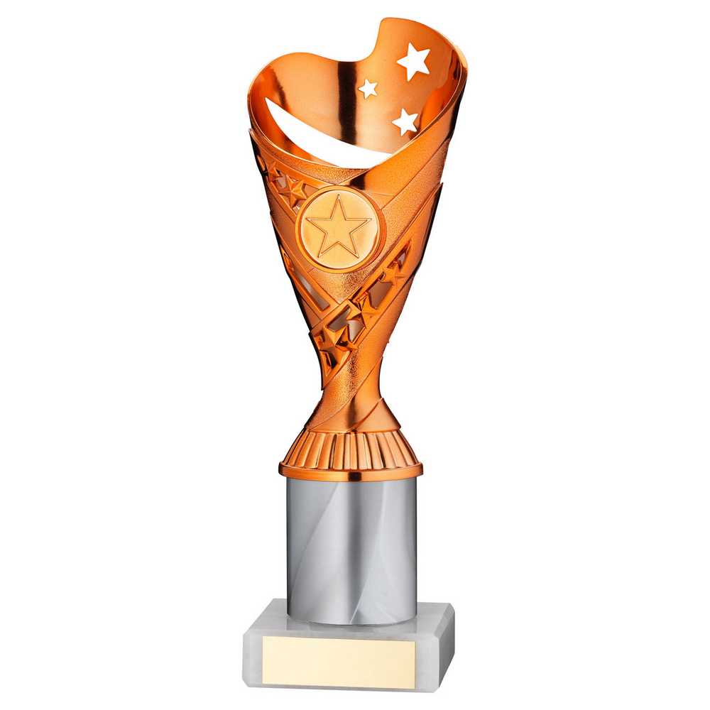 COPPER/WHITE PLASTIC 'SABRE' CUP ASSEMBLED ON MARBLE (1in CEN) - 8in