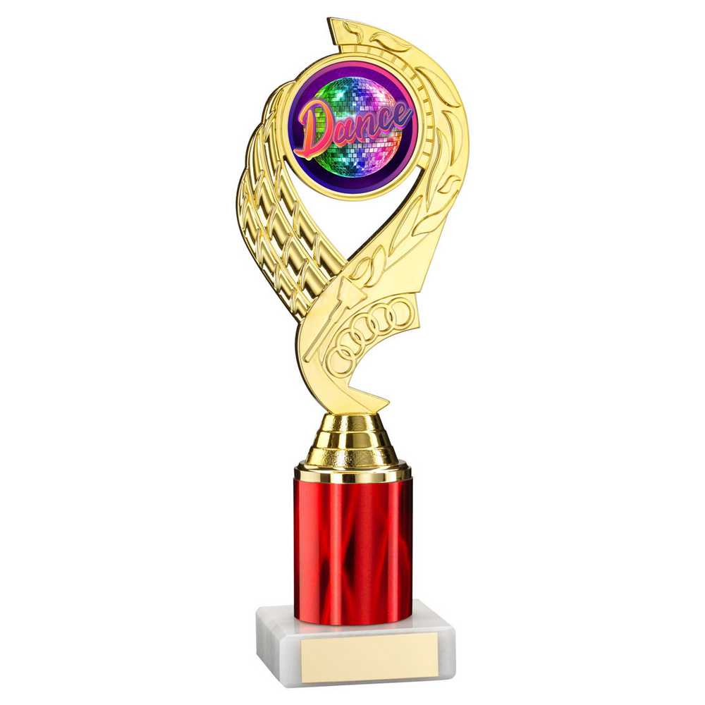 GOLD/RED 'OLYMPIC' HOLDER ASSEMBLED ON MARBLE (2" CEN/3" TUBE) - 10in